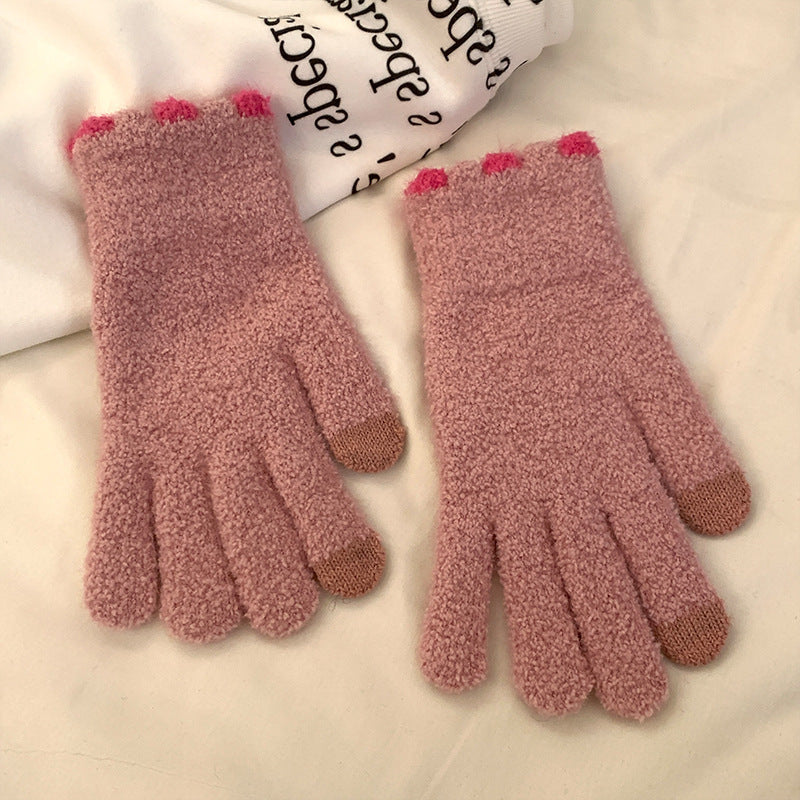 Winter Fingerless Knitted Gloves Touchscreen Warm Windproof