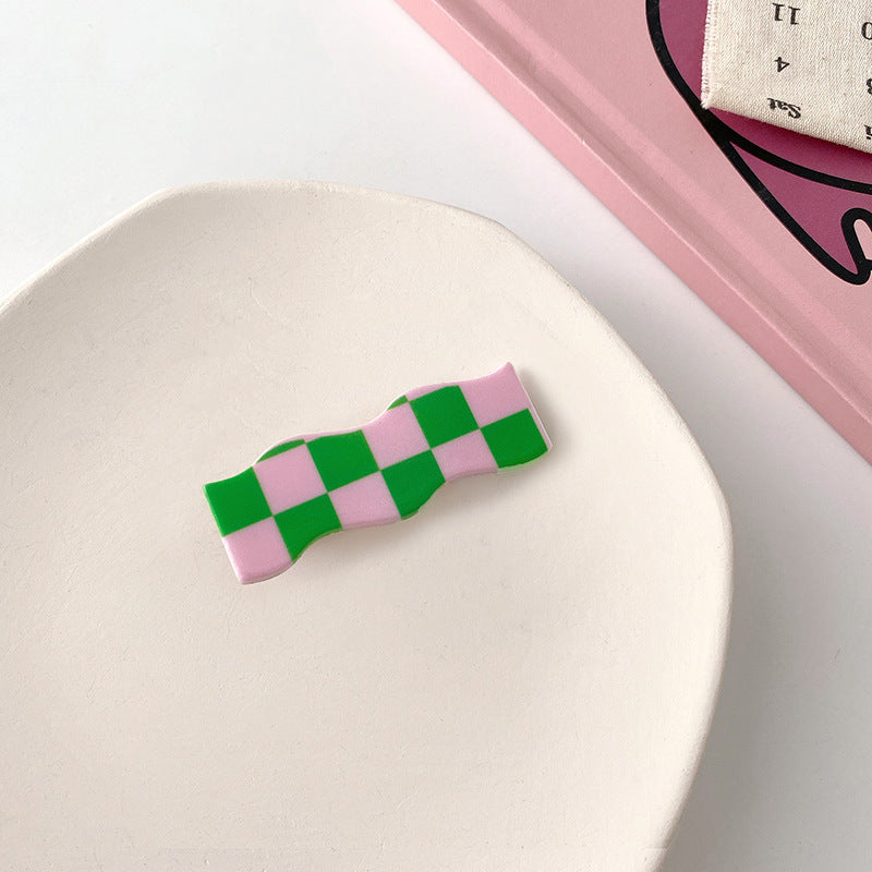Wavy Checkerboard Hair Clips Sweet Versatile Bangs Clips