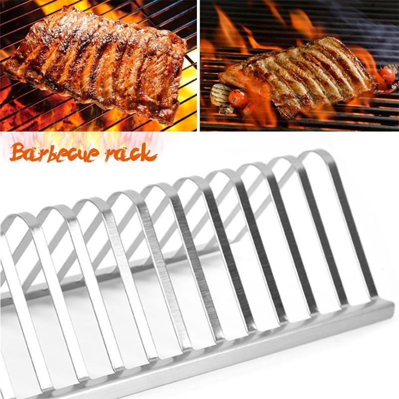 Stainless Steel BBQ Rib Rack Roasting Stand