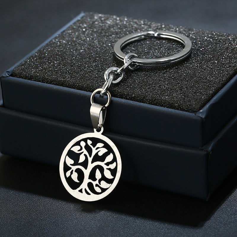 Stainless Steel Tree of Life Keychain