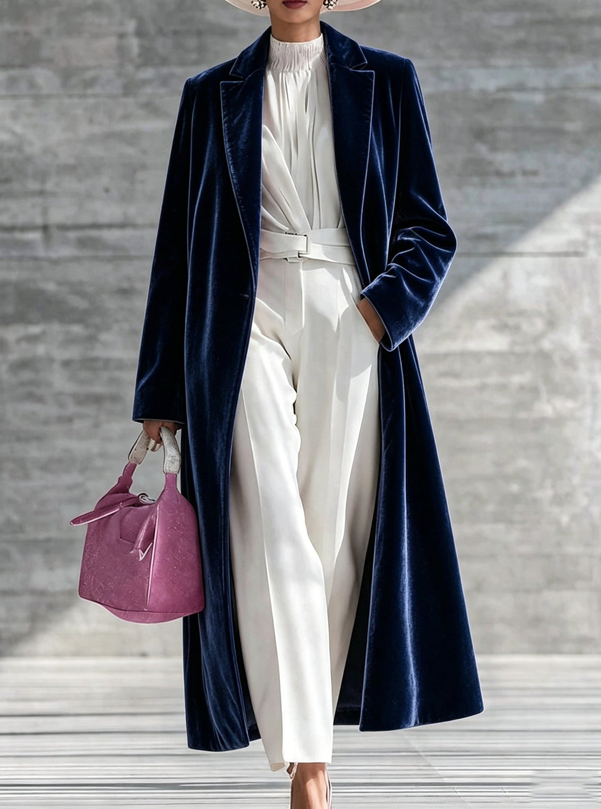 Womens V-neck Over-the-knee Velvet Coat My Store