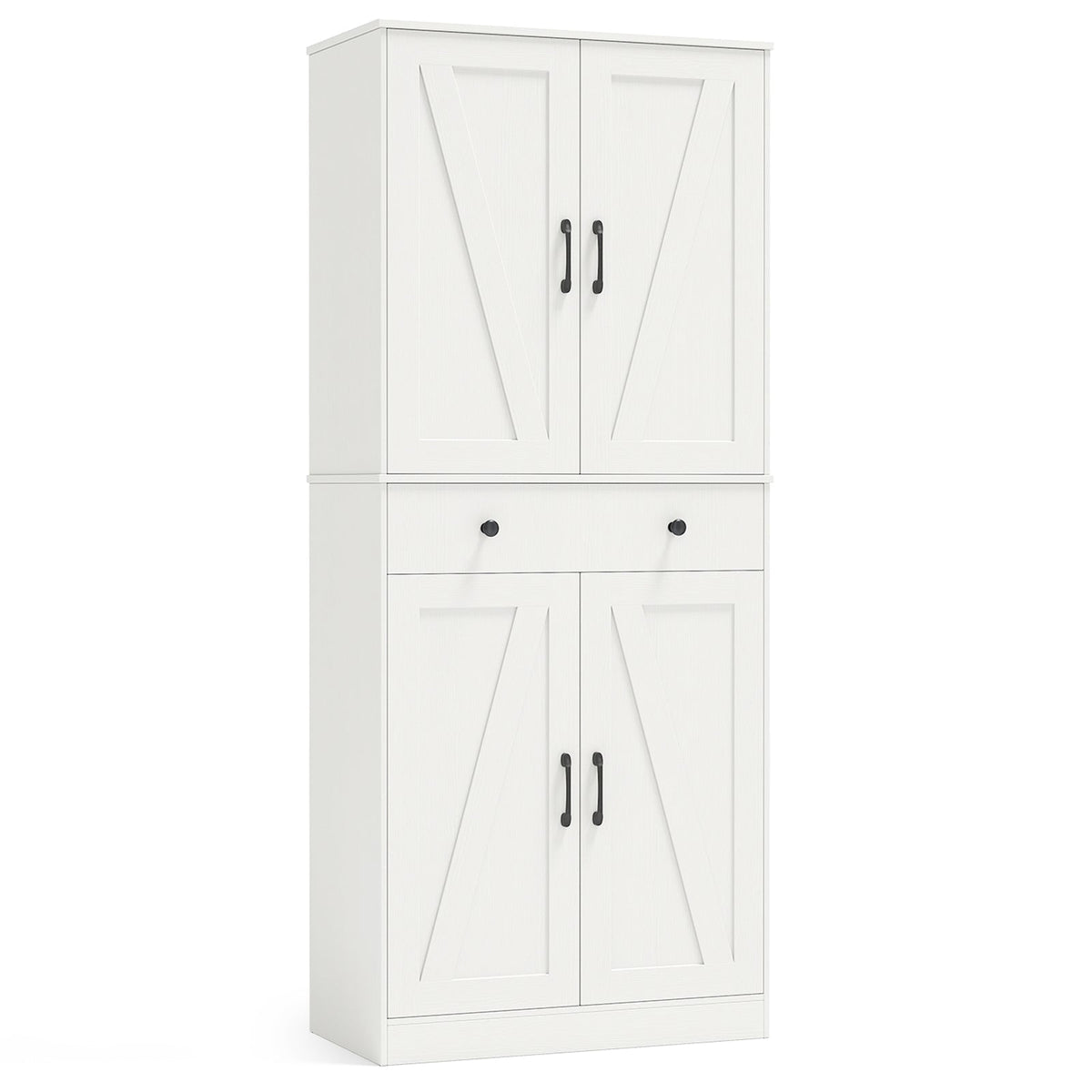 72 Inch Tall Modern Farmhouse Cupboard Cabinet with 4 Barn Doors
