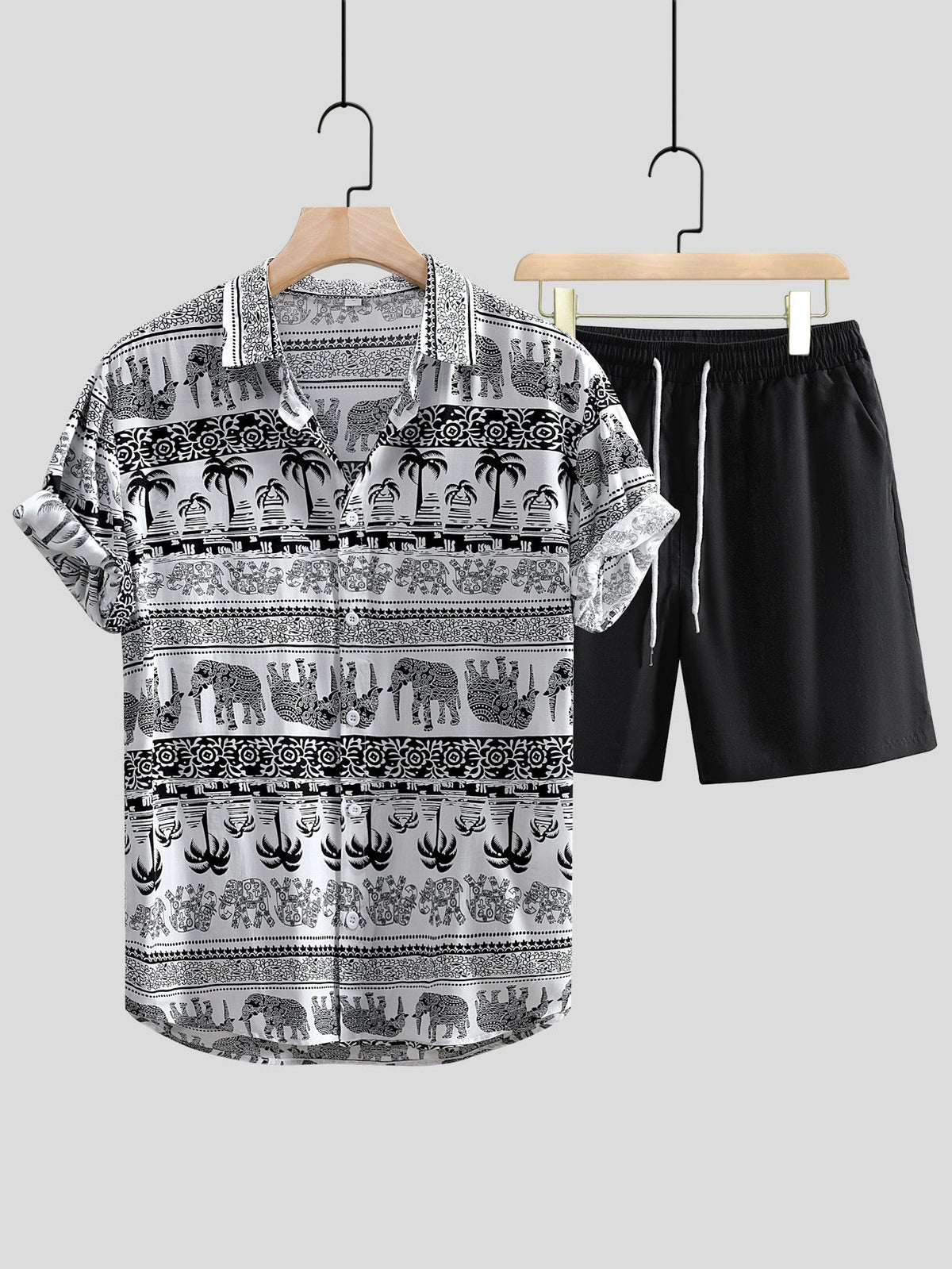 Men's Printed Casual Style Short Sleeve Shirt Outfit