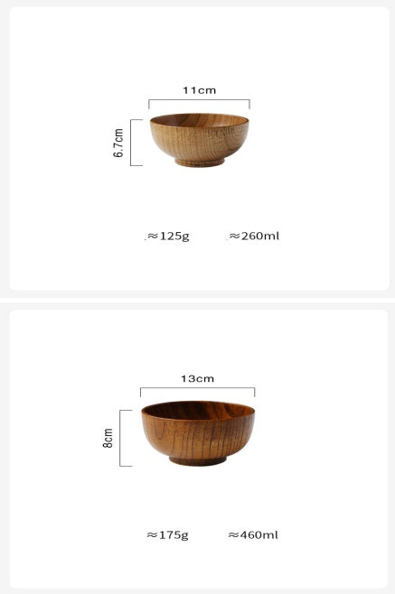 Japanese Style Wooden Rice and Soup Bowl
