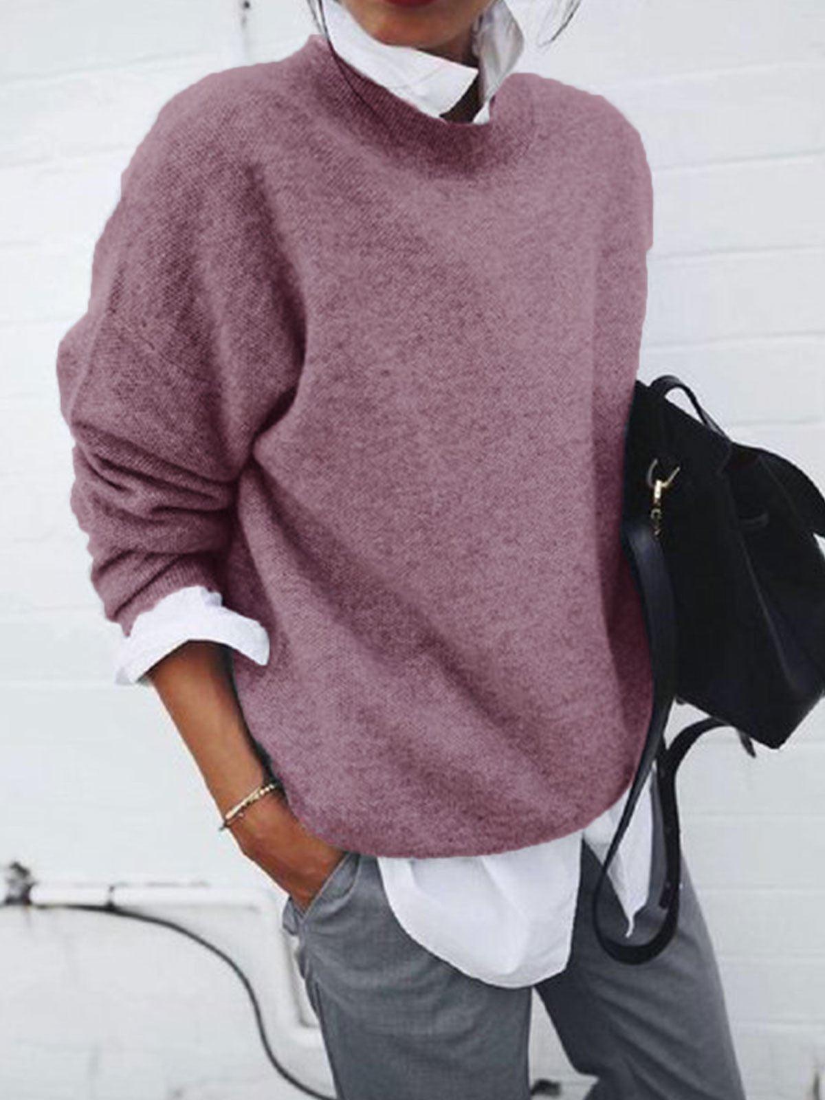 Fashion Long Sleeve Pullover Sweater Fall And Winter Fashion Solid Color Knitted Tops For Women Clothing Sell My Stuff