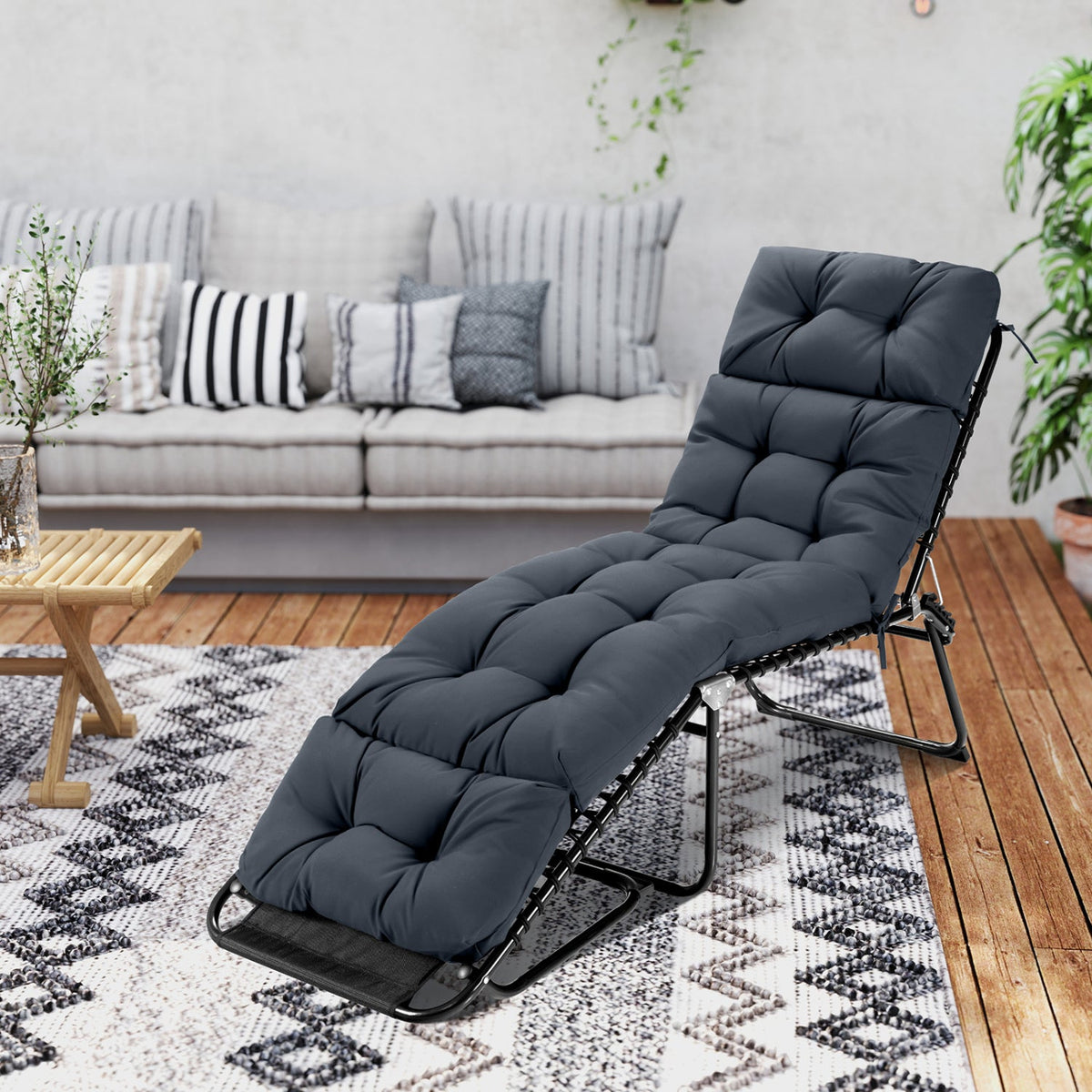 Outdoor Lounge Chaise Cushion Set of 2 - 73x22 Inch High Back DirectDeals