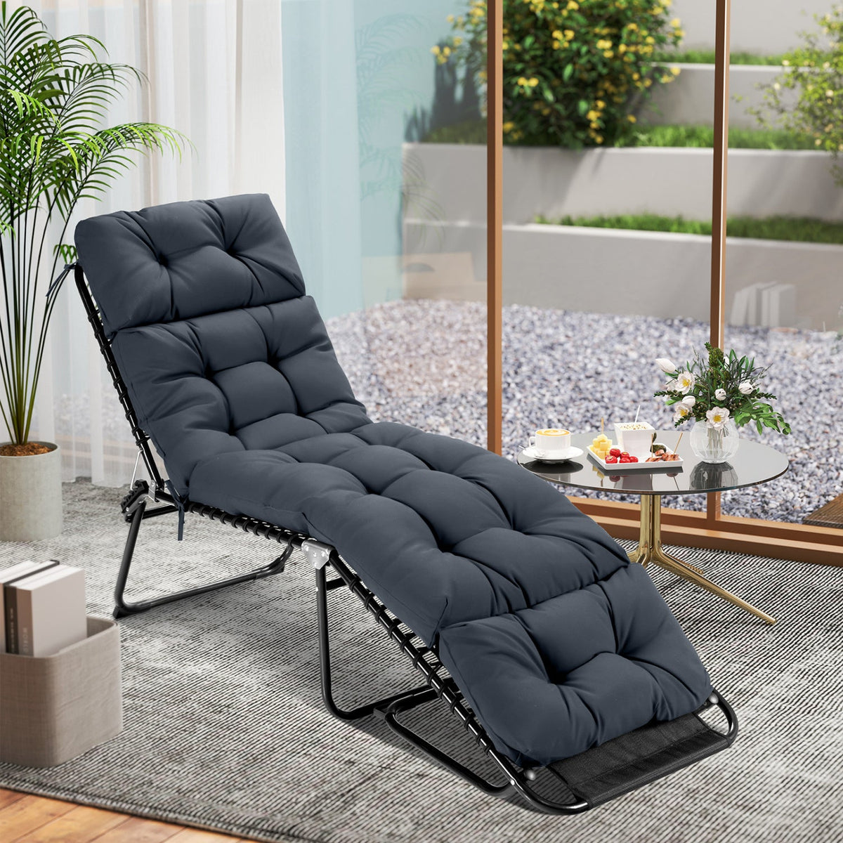 Outdoor Lounge Chaise Cushion Set of 2 - 73x22 Inch High Back DirectDeals