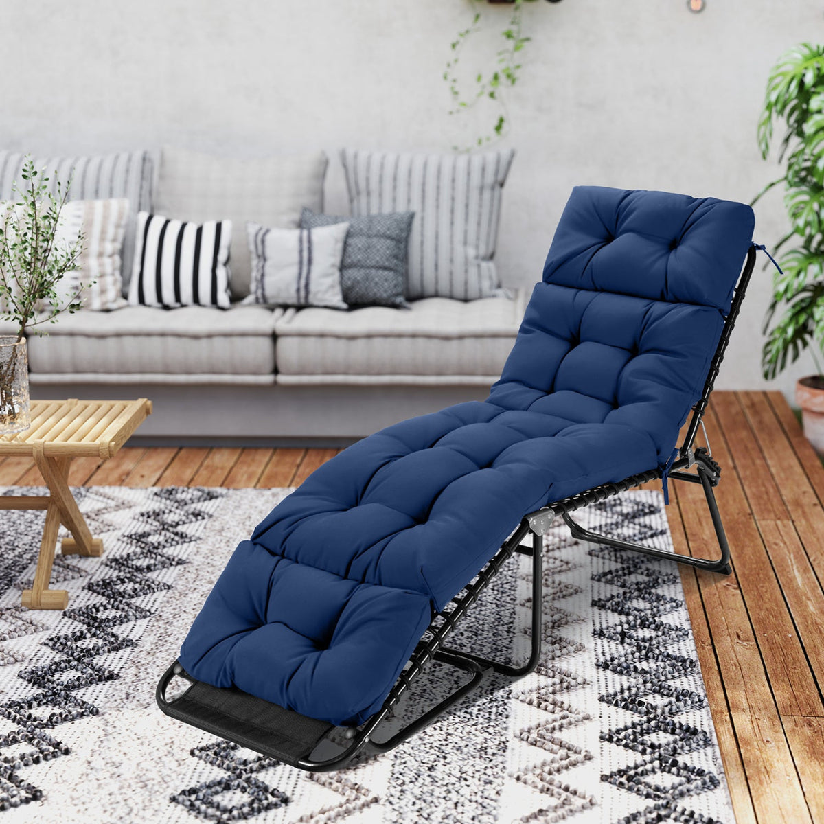 Outdoor Lounge Chaise Cushion Set of 2 - 73x22 Inch High Back DirectDeals