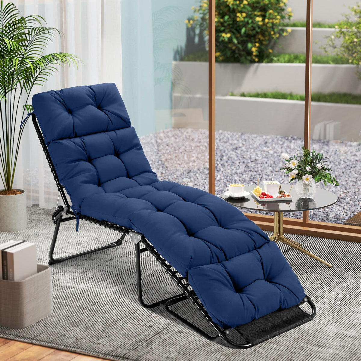 Outdoor Lounge Chaise Cushion Set of 2 - 73x22 Inch High Back DirectDeals