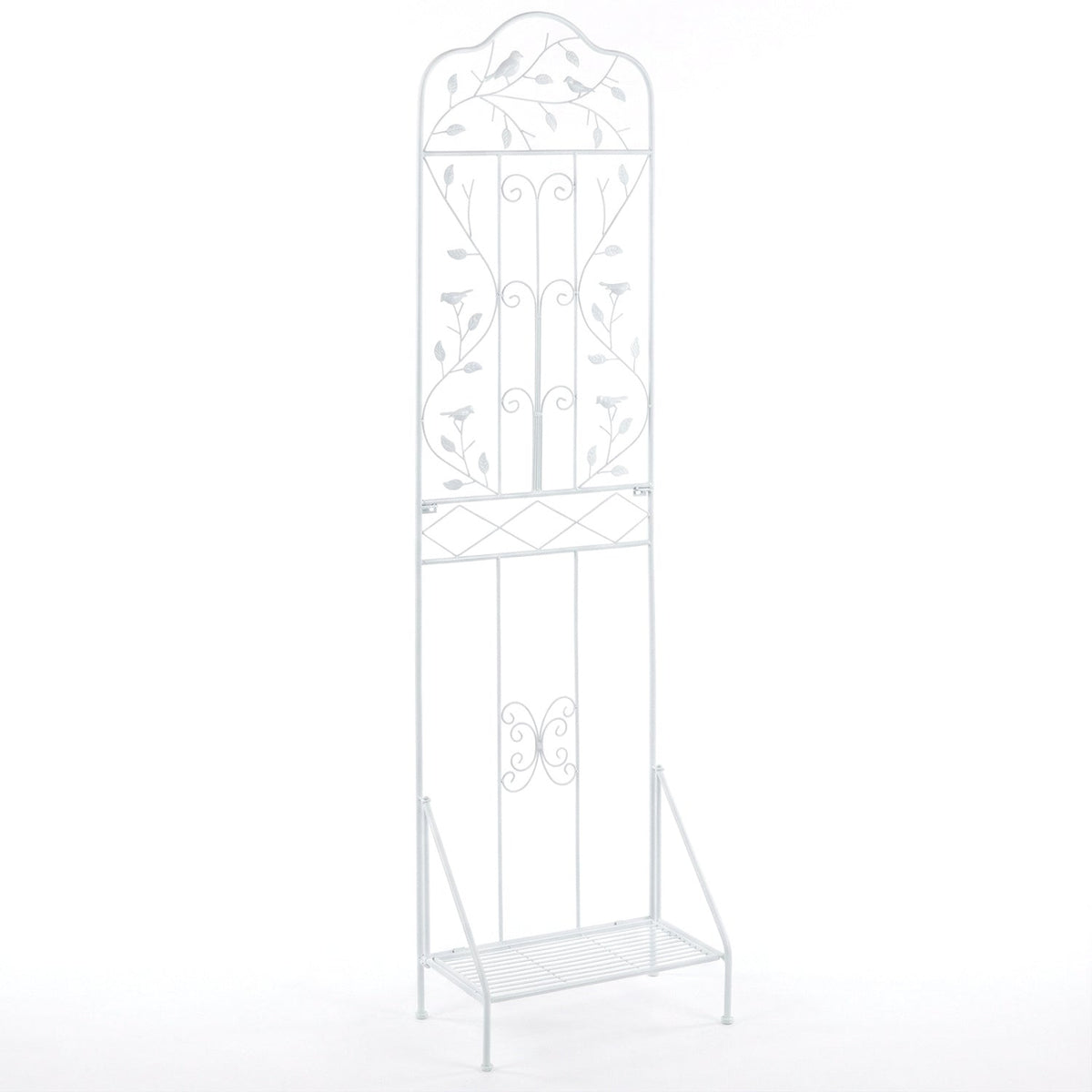 Metal Garden Trellis with Foldable Shelf 75 x 20 Inch