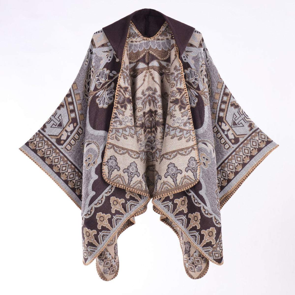 Floral Photography Knitted Hooded Cape