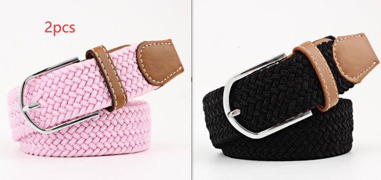 Women's Canvas Belt Casual Stretch Braided Buckle