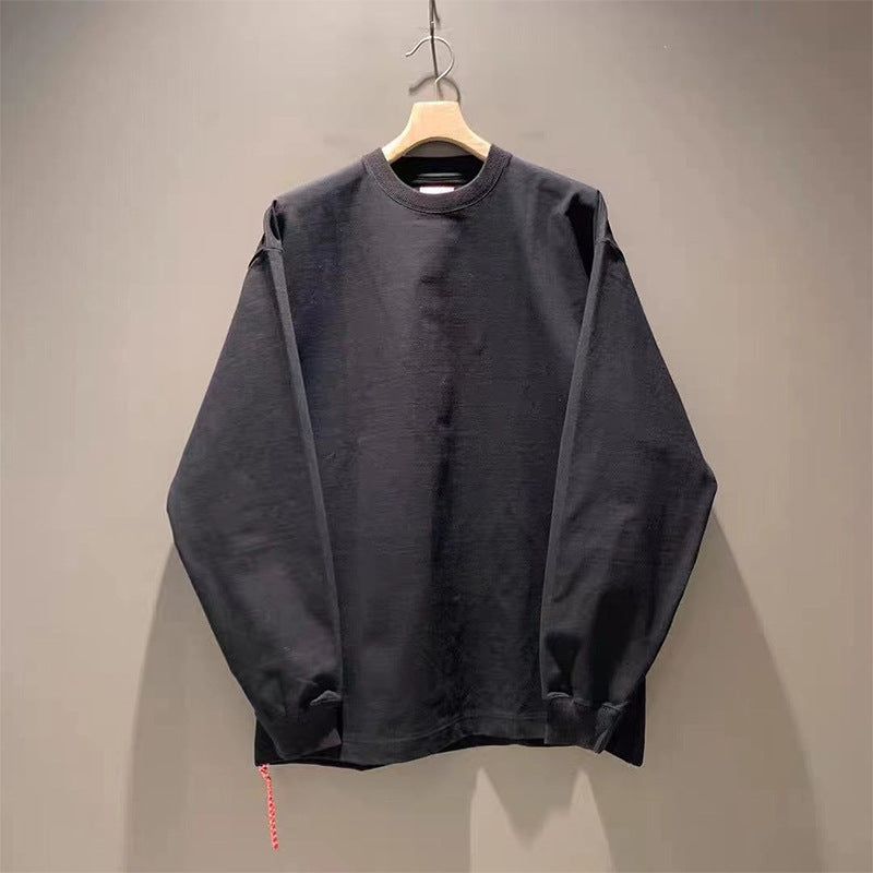 Japanese Red Rope Solid Color Long Sleeve T-shirt Men