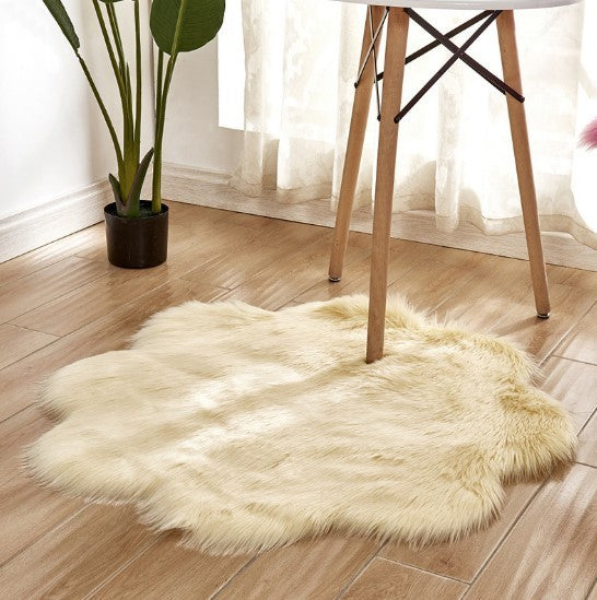 Artificial Woolen Carpet Rug Floral Shape Sheepskin Hairy Carpet