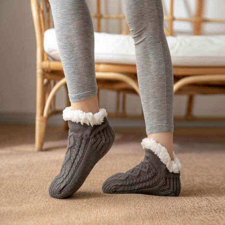 Winter Knitted Plush Socks, Non-slip, Women’s