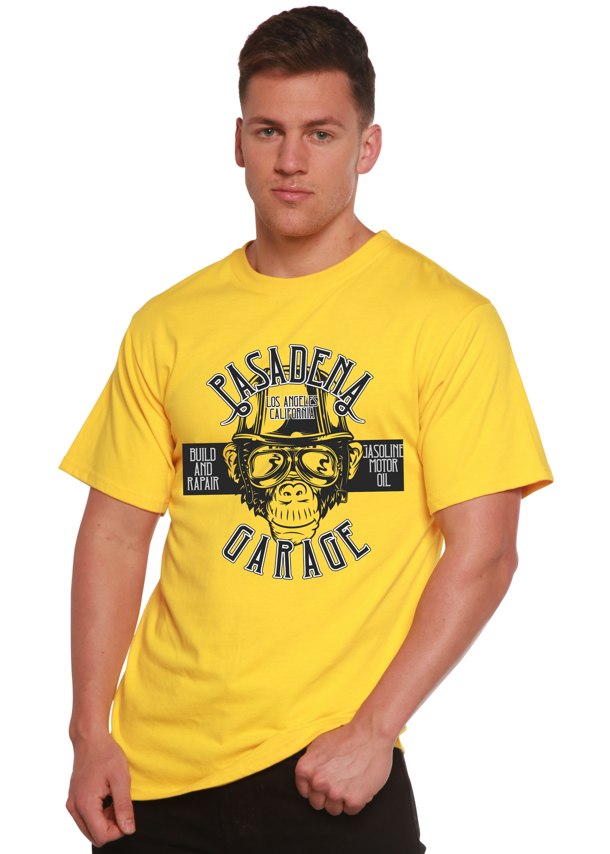 Pasadena Garage Men's Bamboo Viscose/Organic Cotton Short Sleeve Graphic T-Shirt