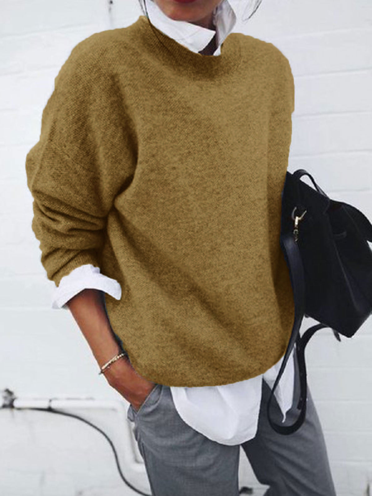 Fashion Long Sleeve Pullover Sweater Fall And Winter Fashion Solid Color Knitted Tops For Women Clothing Sell My Stuff