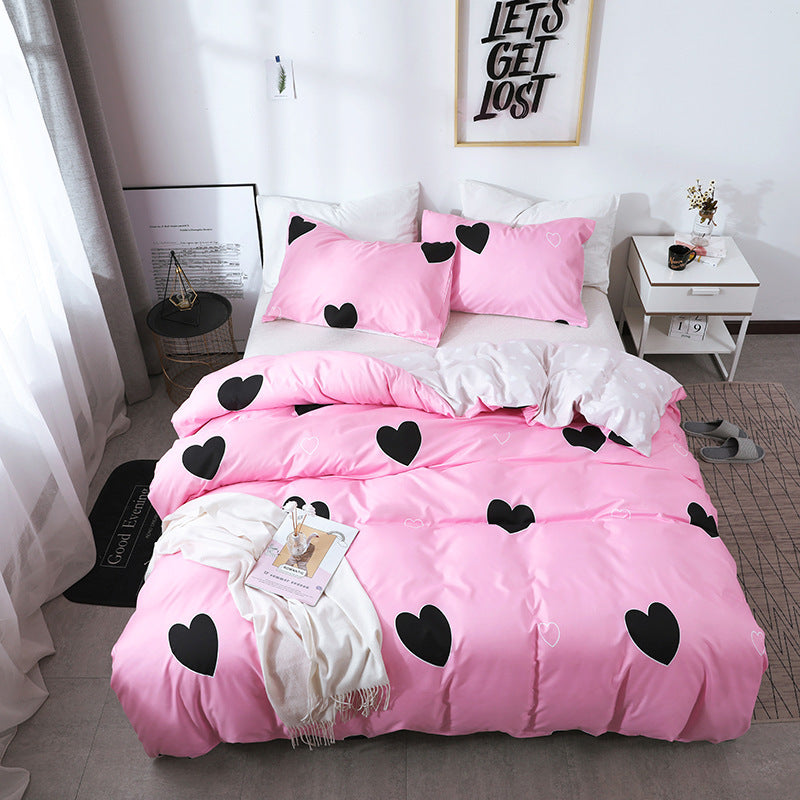 Printed Four-piece Eyelashes Bedding Set