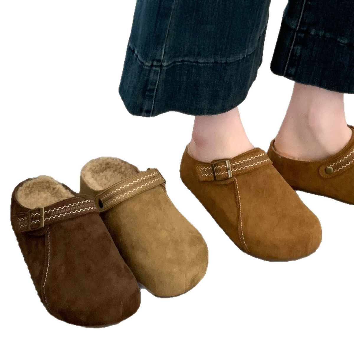 Thick Sole Half Slippers Women's Outer Wear 2025 New Autumn And Winter