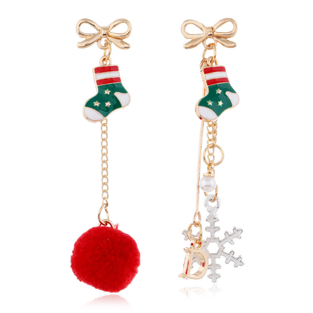 European American Christmas Snowflake Earrings
