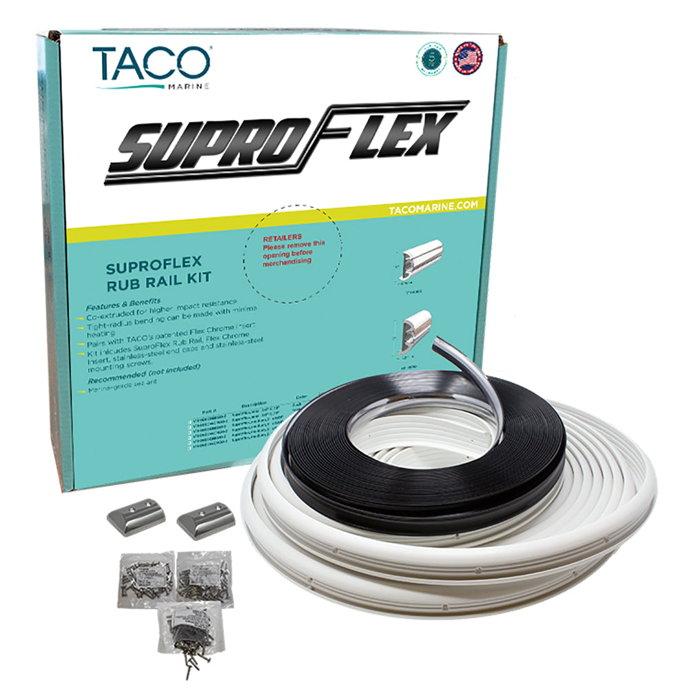 TACO SuproFlex Rub Rail Kit - White w/Flex Chrome Insert - 1.6"H x .78"W x 60L TRAPSKI