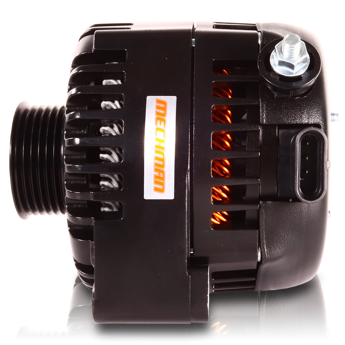 Mechman 170 Amp 6-Phase High Output Alternator 1988-1995 GM Truck - Black Alternator Outlet