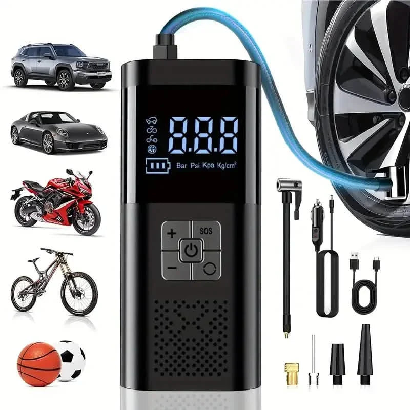 Portable Electric Tire Inflator – 150PSI Air Compressor with Digital Gauge & LED Light