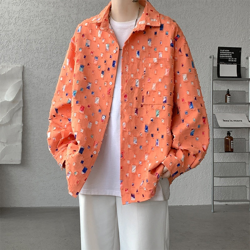 Ripped Design Long-sleeved Loose Casual Shirt