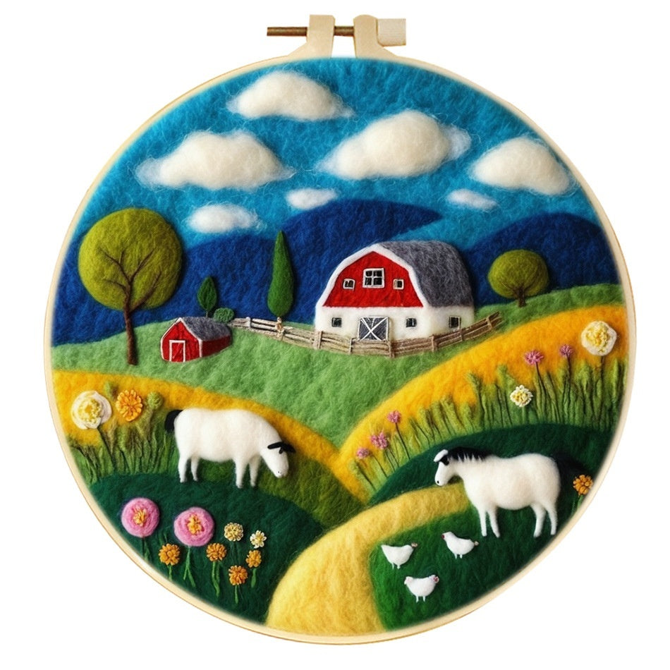 Wool Felt Painting With Embroidery Frame Needle Felt Supplies Suitable For Beginners My Store