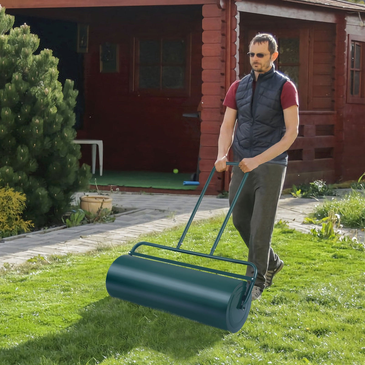 36 x 12 Inch Tow Lawn Roller Water Filled Metal Push Roller