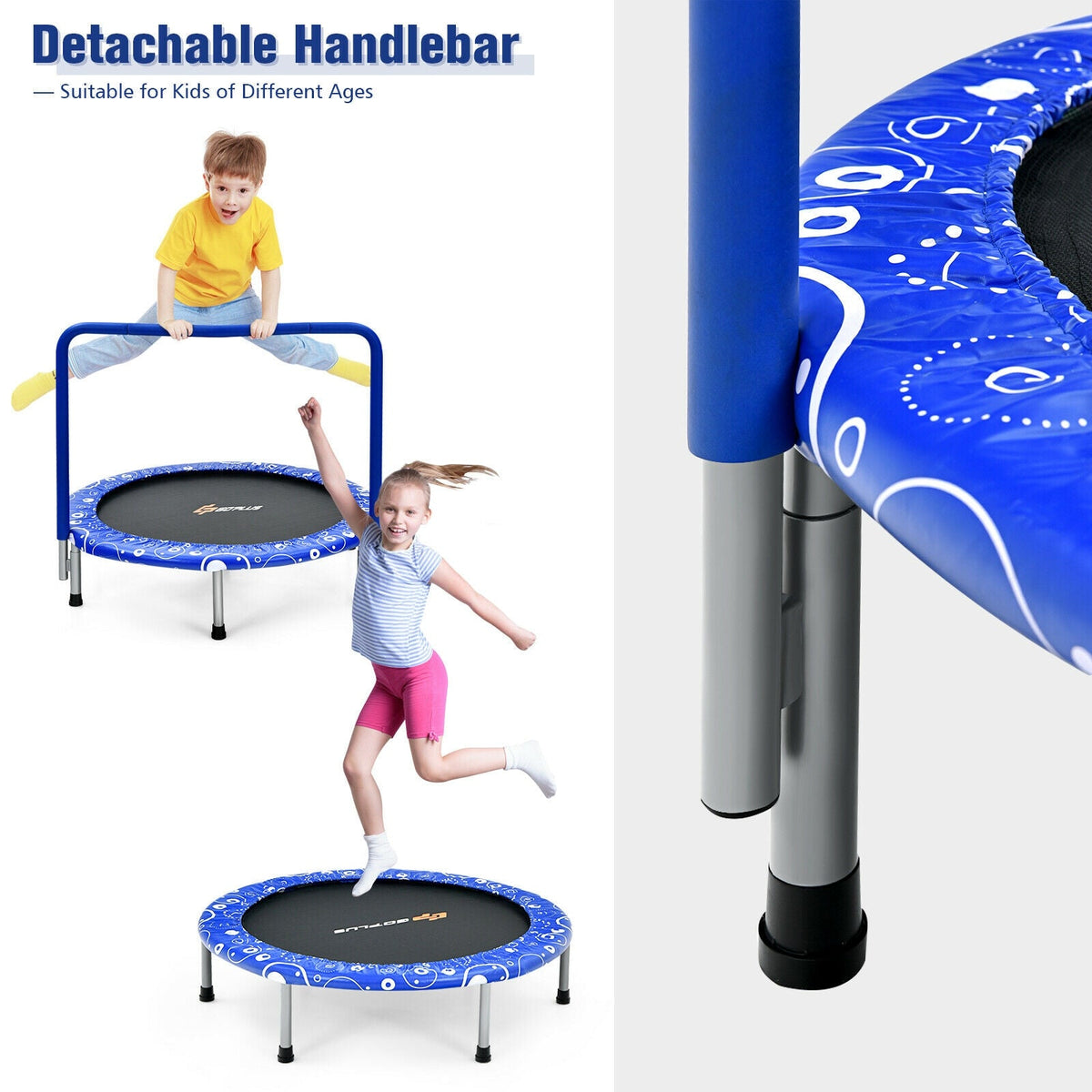 36 Inch Kids Trampoline Mini Rebounder with Full Covered Handrail
