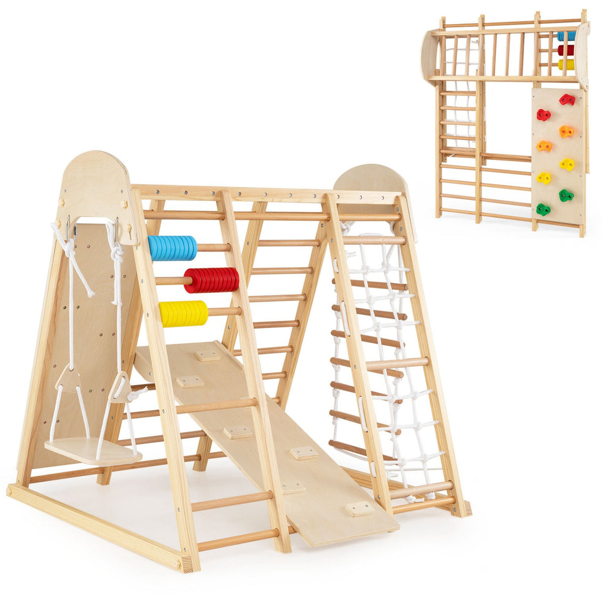8-in-1 Foldable Indoor Jungle Gym with Swing and Monkey Bars DirectDeals
