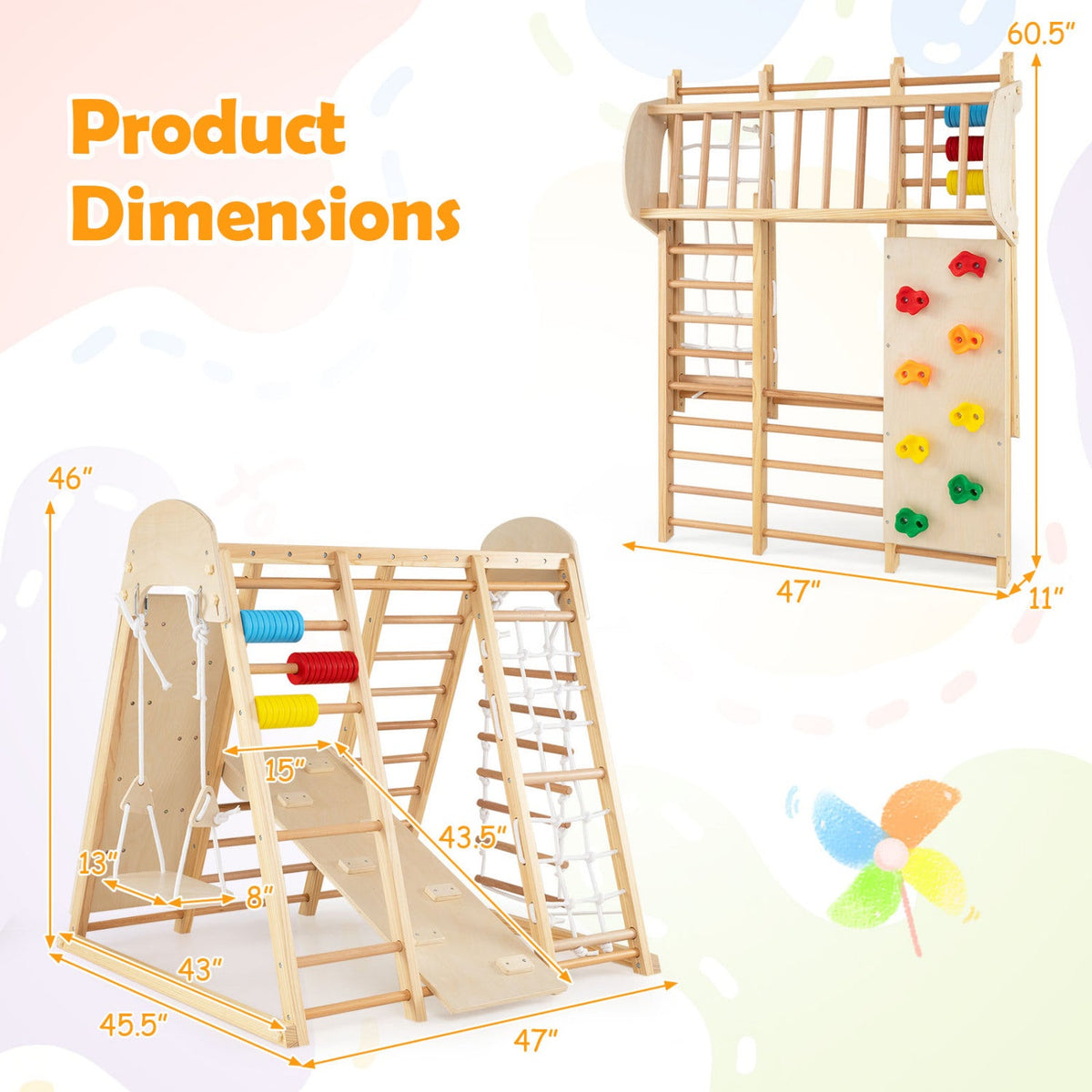 8-in-1 Foldable Indoor Jungle Gym with Swing and Monkey Bars DirectDeals