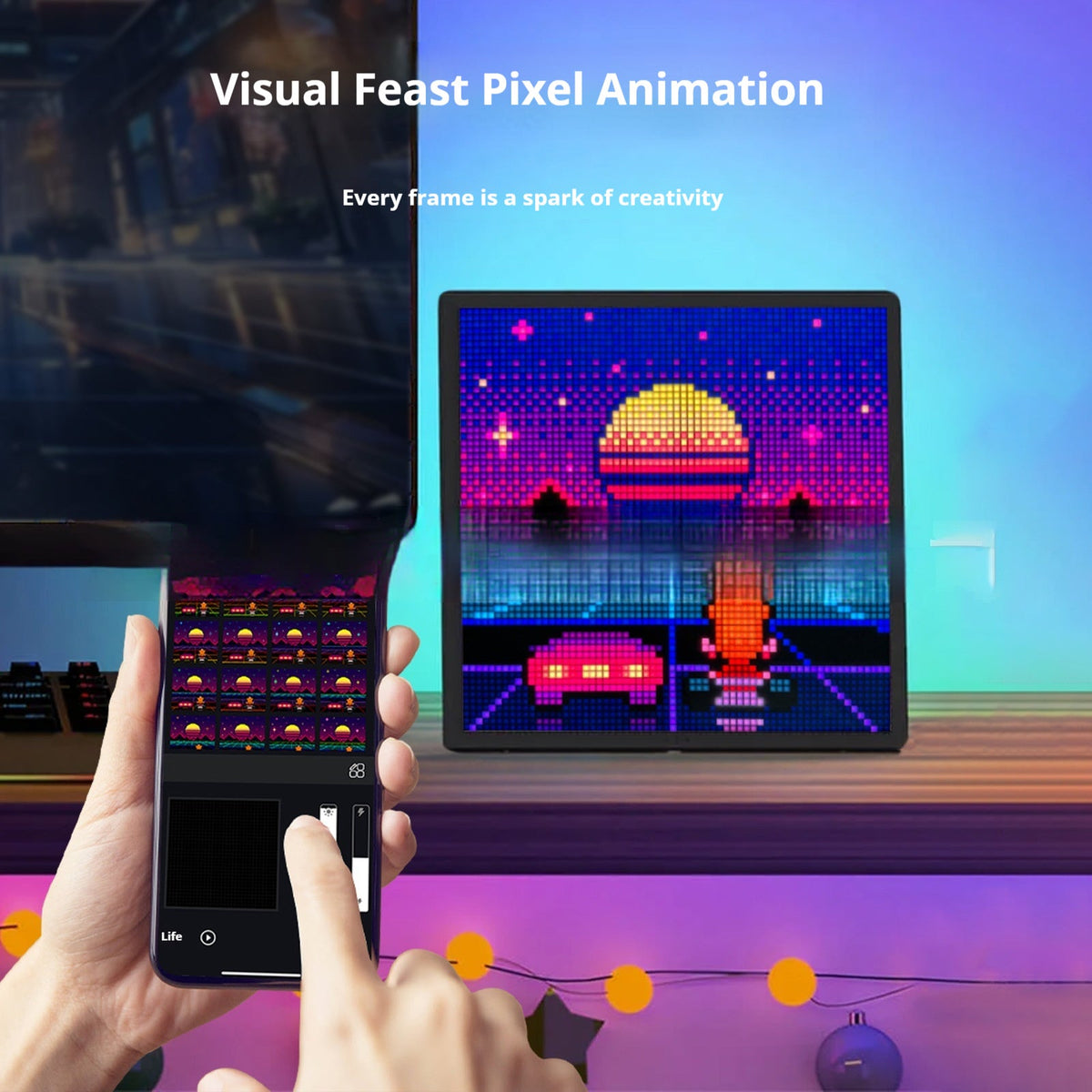 Bluetooth Game Tables LED Atmosphere Desktop Decoration DIY Photo Frame Gift Graffiti Pixel Screen