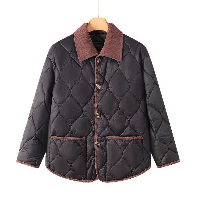 Womens Mid Length Cotton Coat With A Fur Collar