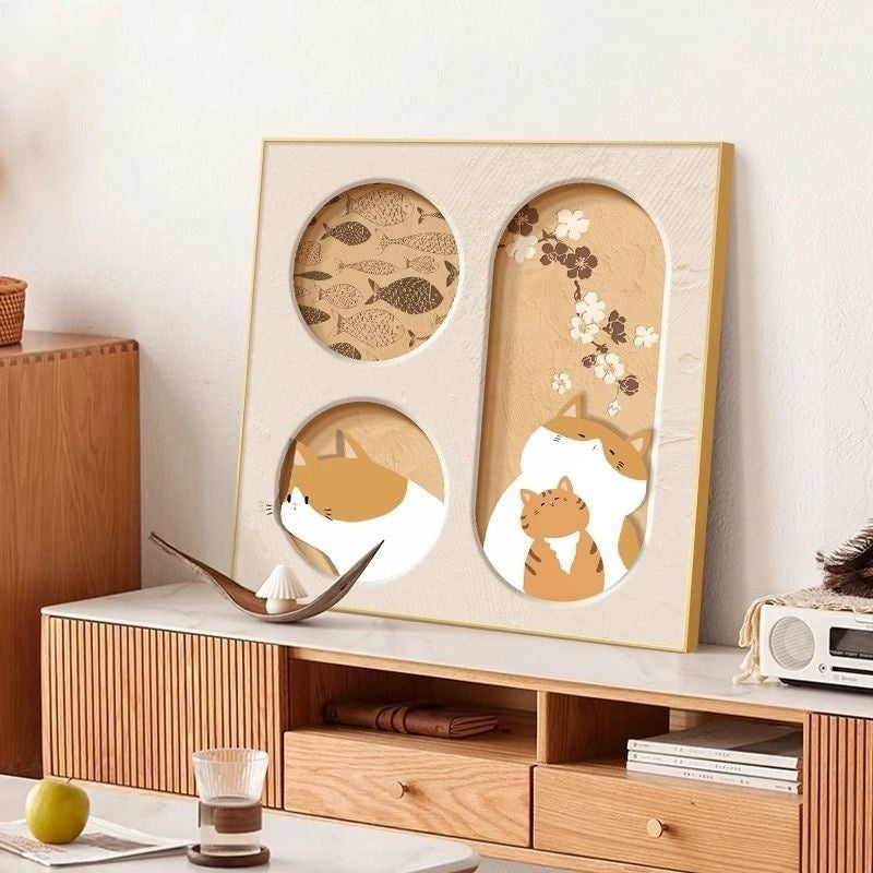 Cute Cat Dining Roomliving Room Cream Style Desktop Decorative Painting My Store