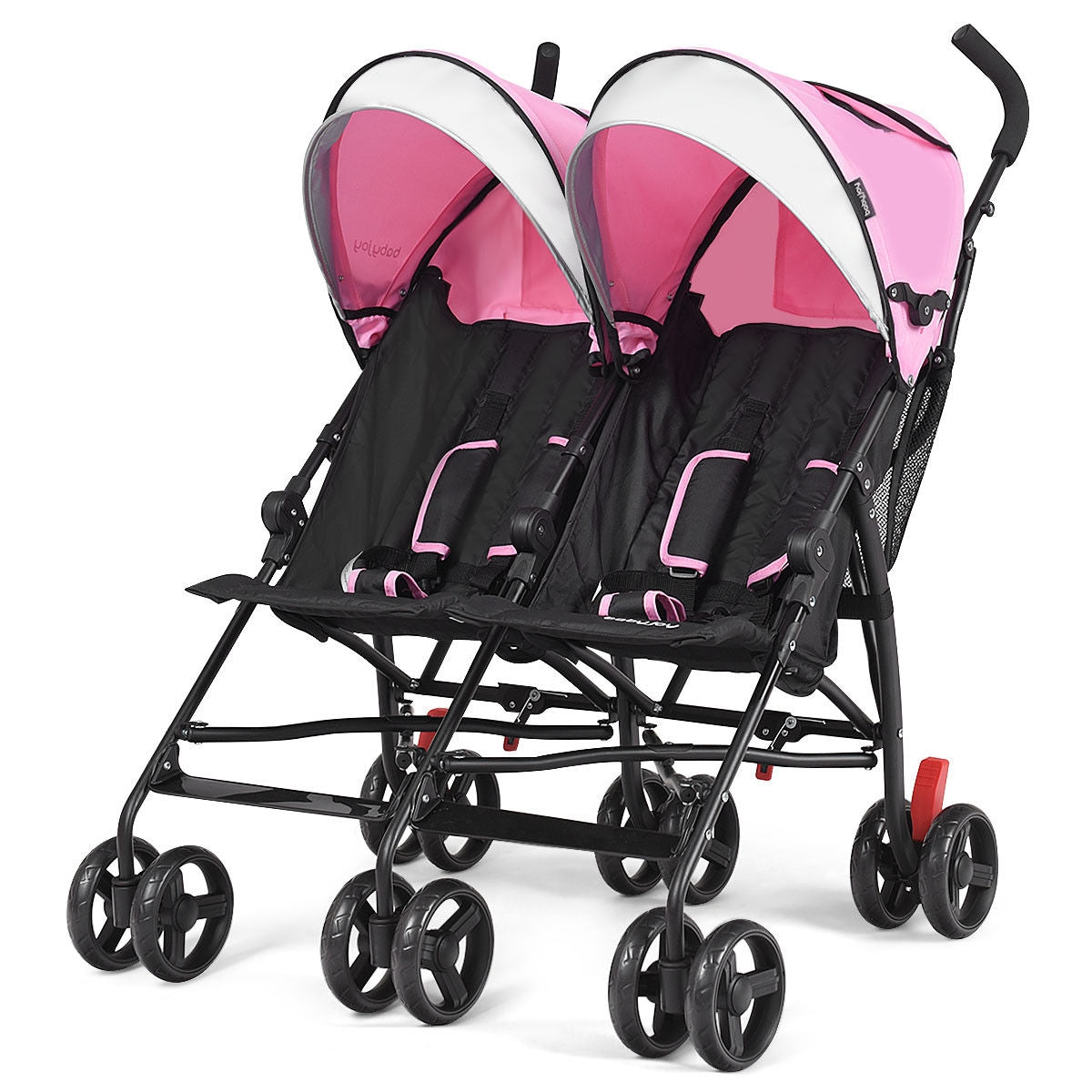 Foldable Twin Baby Double Stroller Ultralight Umbrella Kids Stroller-Pink GBruno Store