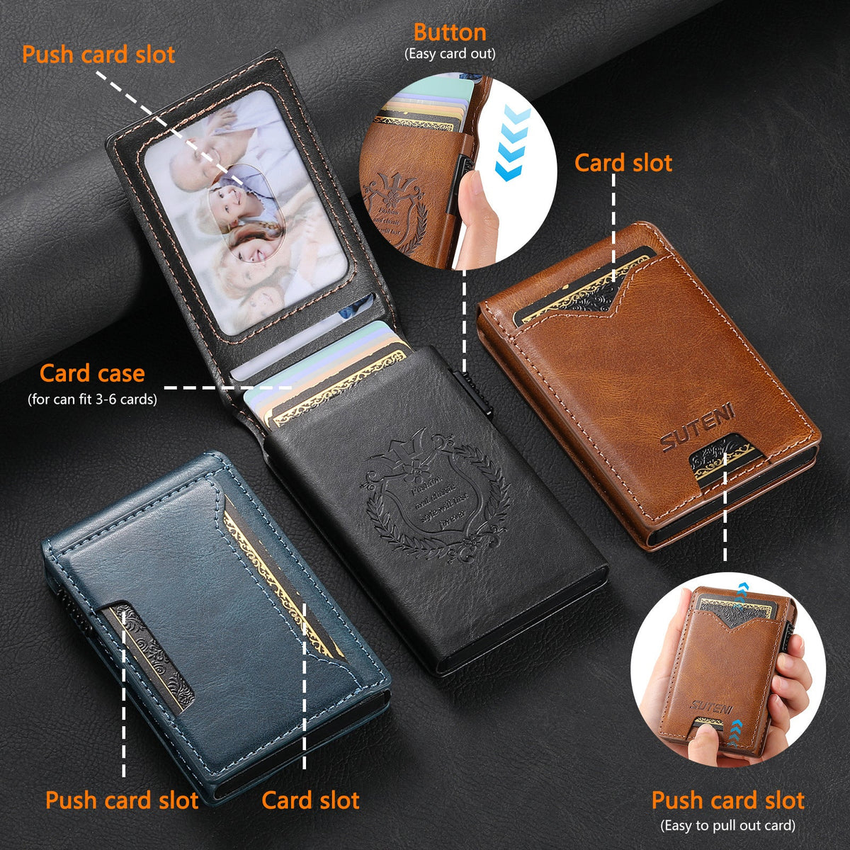 Oil-wax Grain Glossy Full-wrap Leather Card Holder