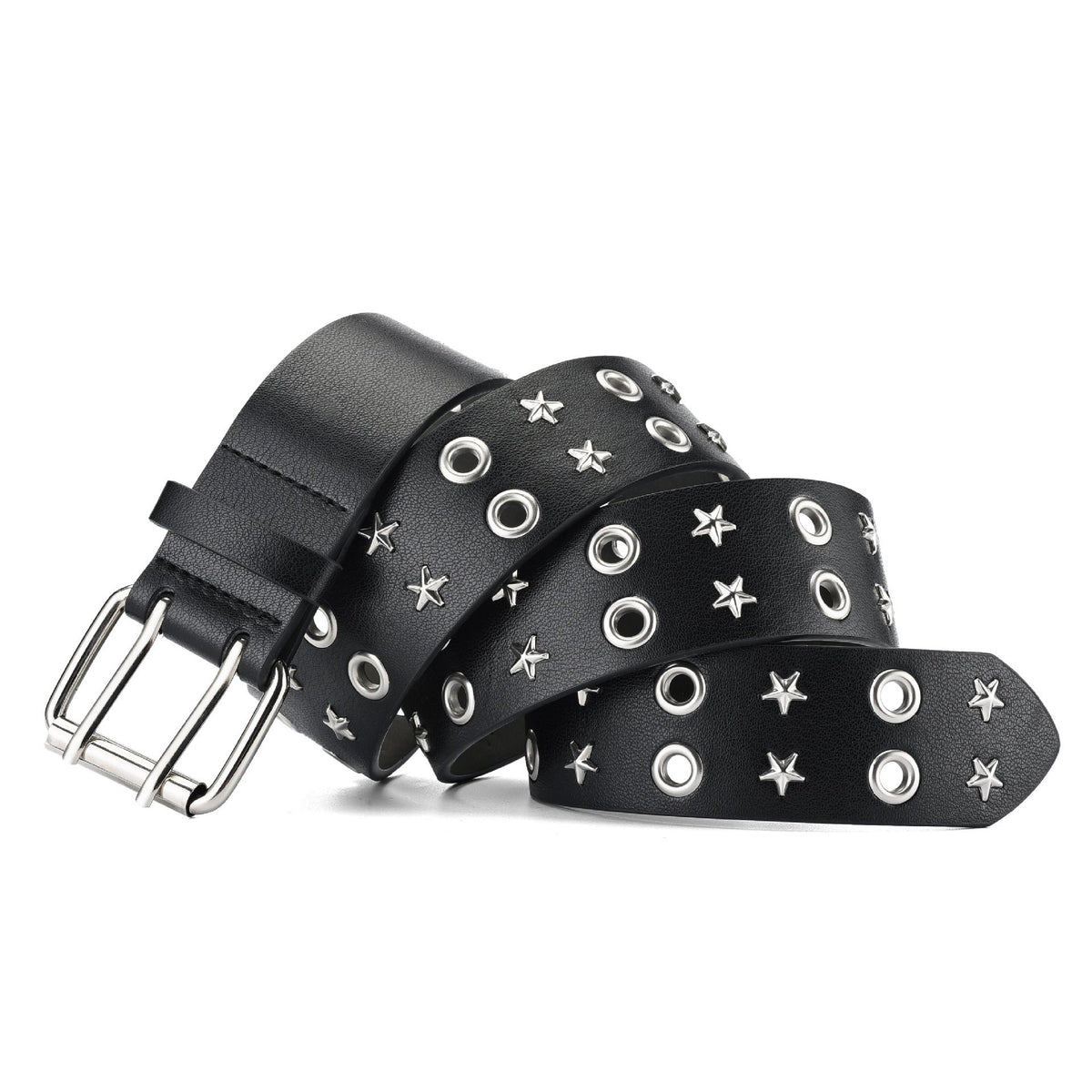 Punk Double Row Pin Buckle Denim Men's Belt