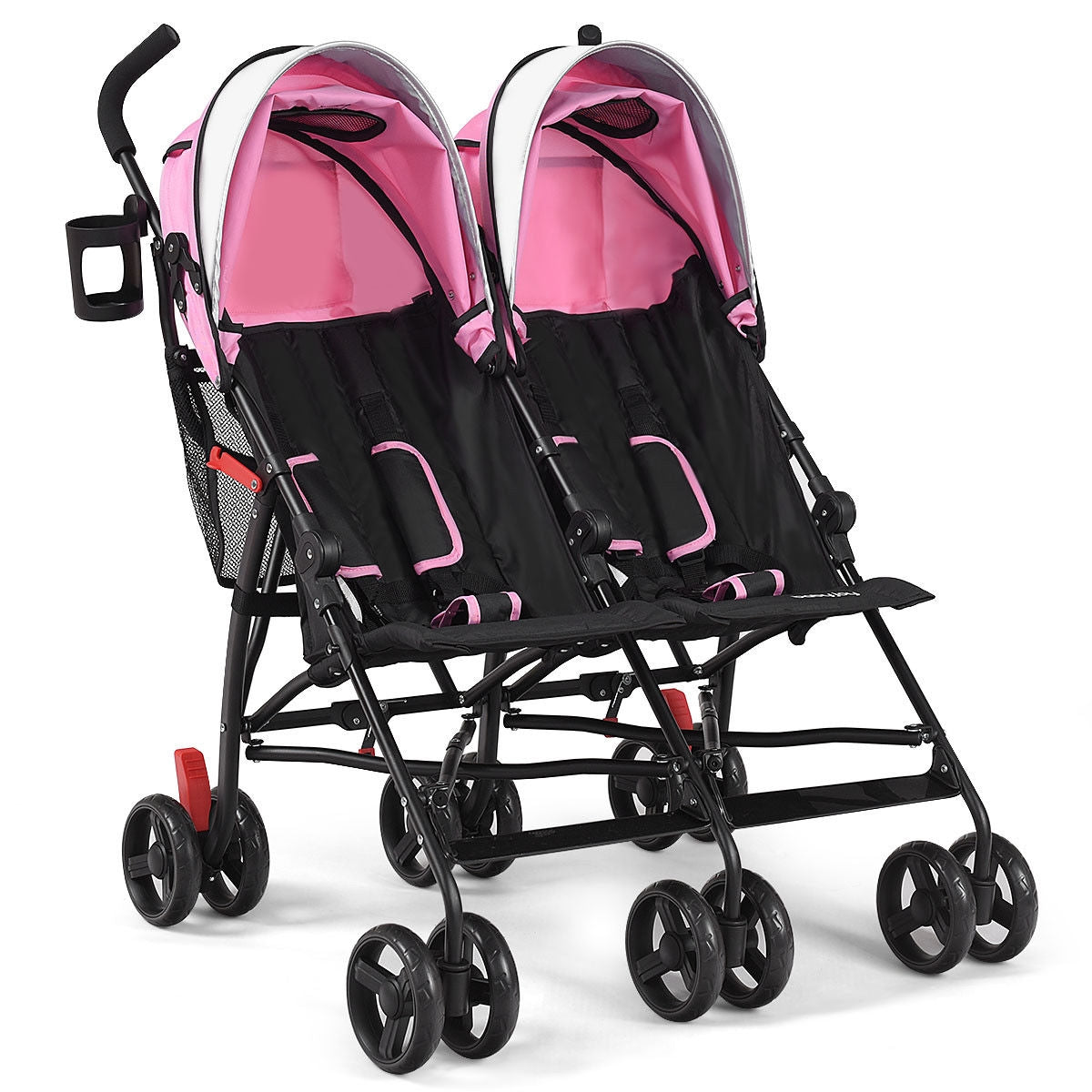 Foldable Twin Baby Double Stroller Ultralight Umbrella Kids Stroller-Pink GBruno Store