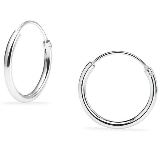 925 Solid Sterling Silver Endless Hoop Earrings - Assorted Sizes