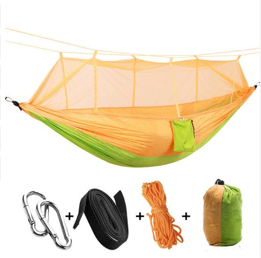 Portable Parachute Hammock with Mosquito Net - Army Green