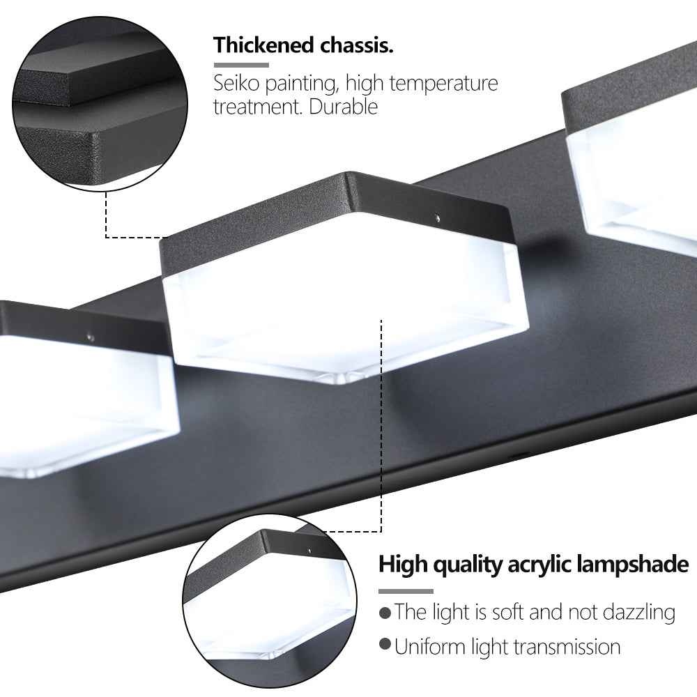 Modern 6-Light Black LED Vanity Mirror Light Fixture For Bathrooms And