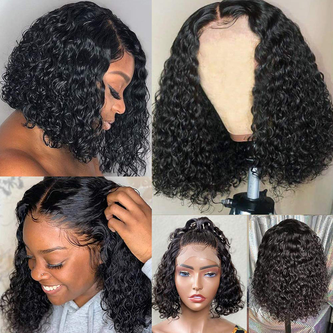 Short Bob Jerry Curly Human Hair Wig