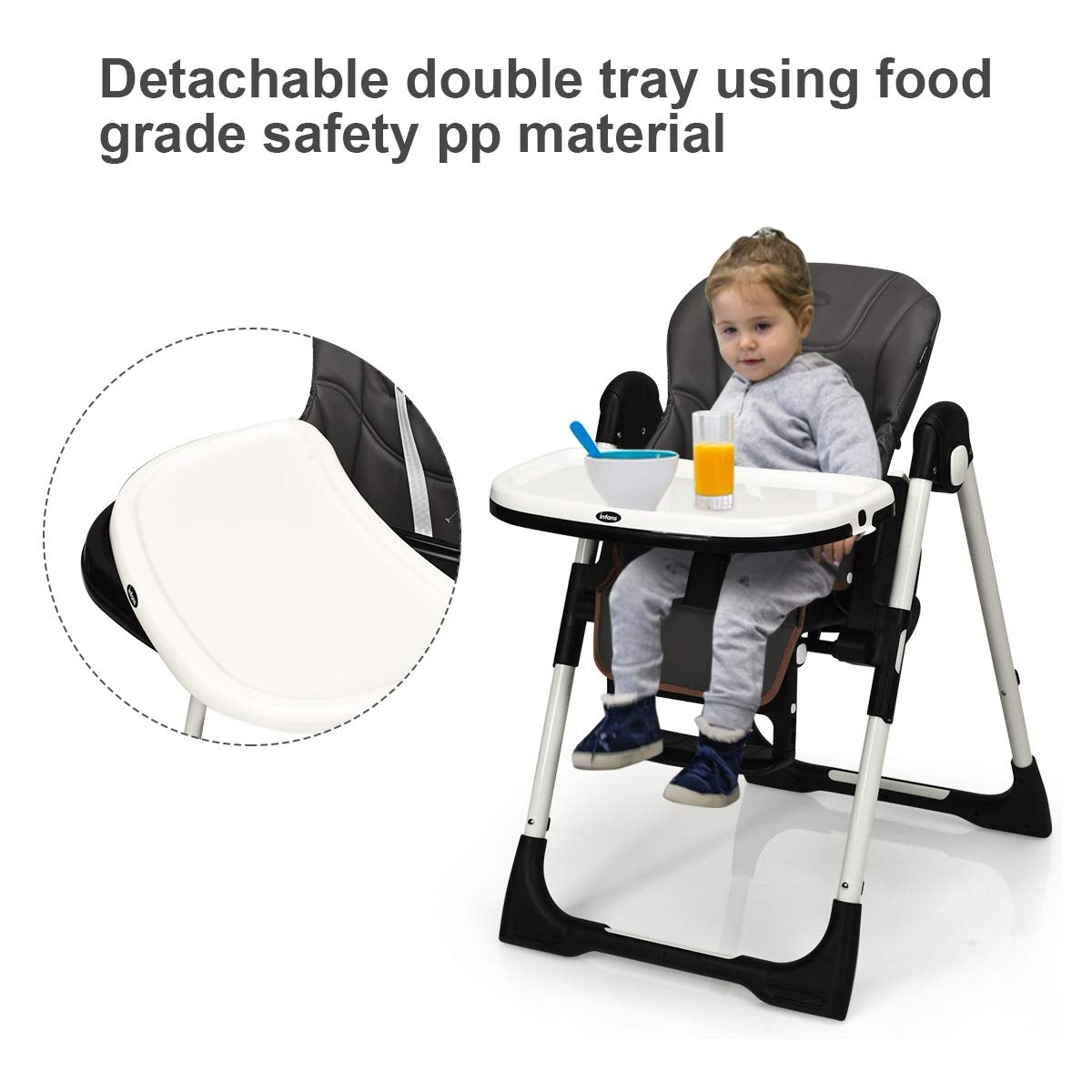 Foldable High chair with Multiple Adjustable Backrest-Dark Gray GBruno Store