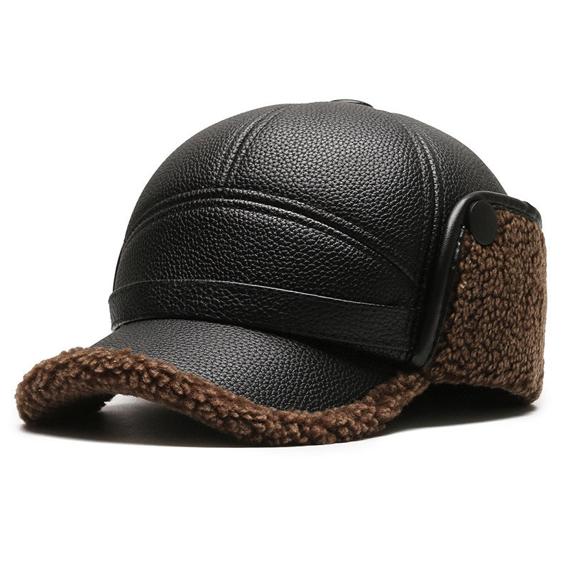 Men's Ear Protection Winter Warm Peaked Cap for Elderly