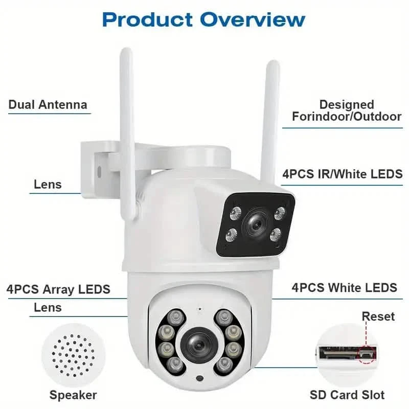 8MP Dual Lens WiFi PTZ Security Camera – Night Vision & Two-Way Audio