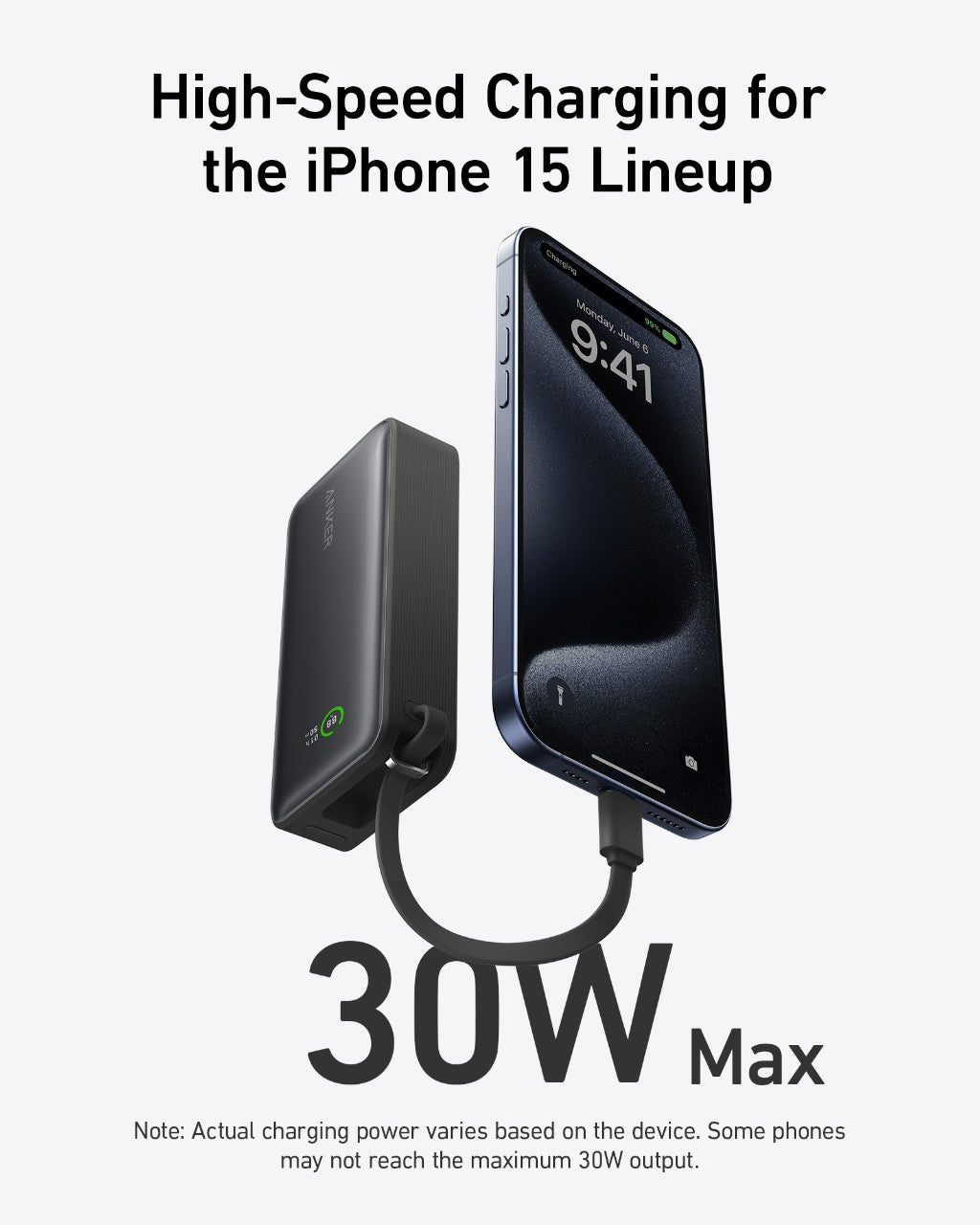 Anker Nano Power Bank (30W, Built-In USB-C Cable) Anker