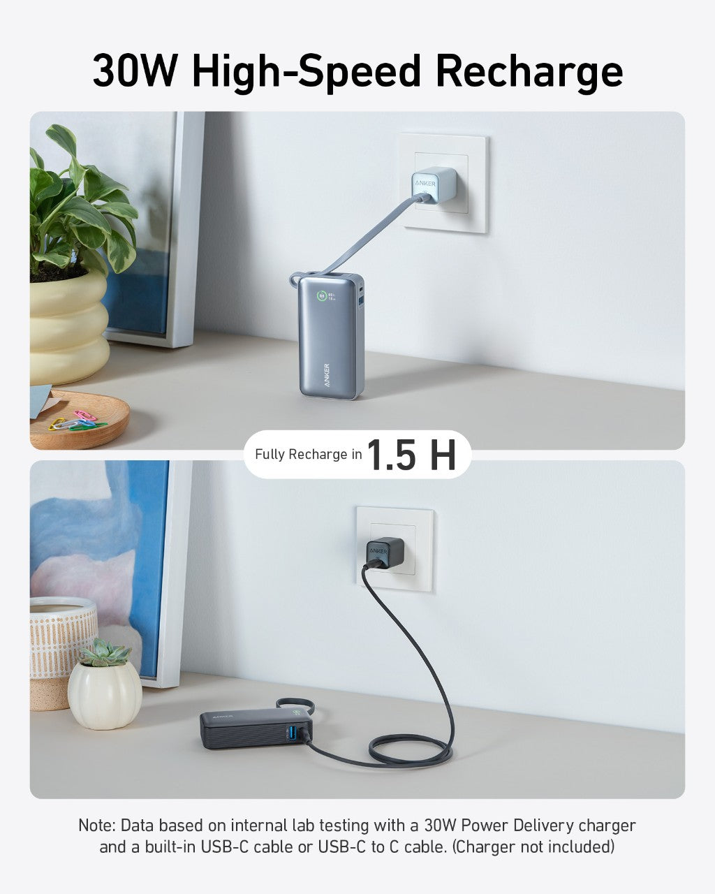 Anker Nano Power Bank (30W, Built-In USB-C Cable) Anker