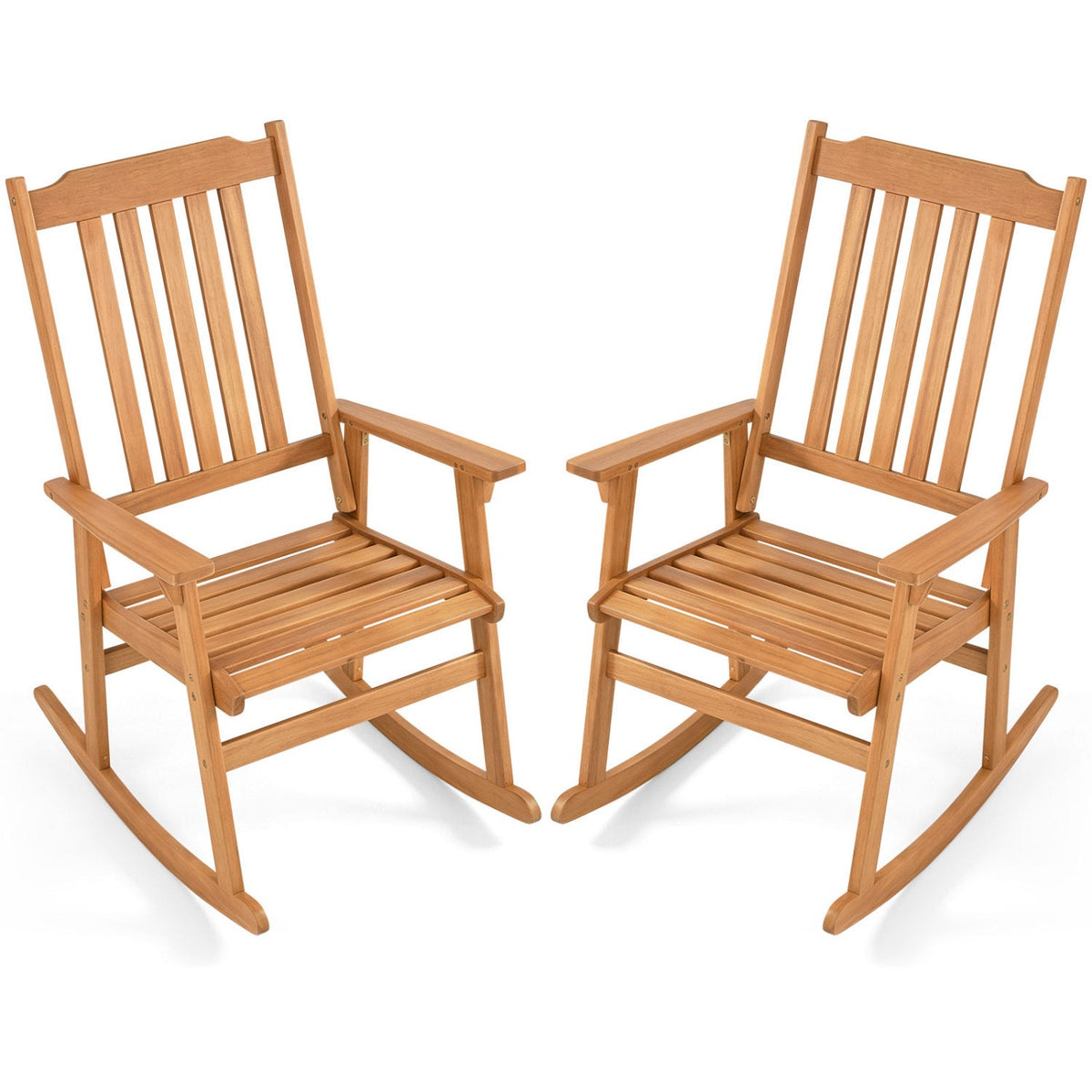 Acacia Wood Oversized Rocking Chair with High Back